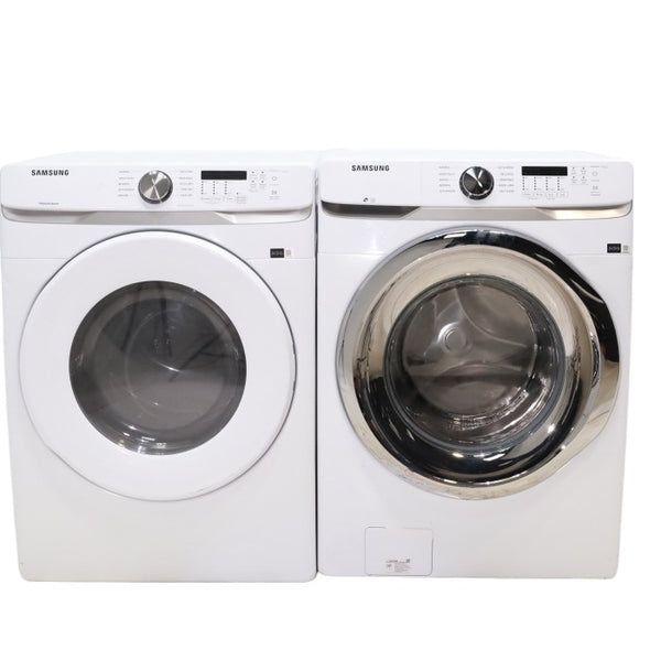 ENERGY STAR Samsung 4.5 cu. ft. Front Load Washer with Vibration Reduction and Samsung 7.5 cu. ft. Front Load Electric Dryer with Sensor Dry and Interior Drum Light- Scratch & Dent - Minor