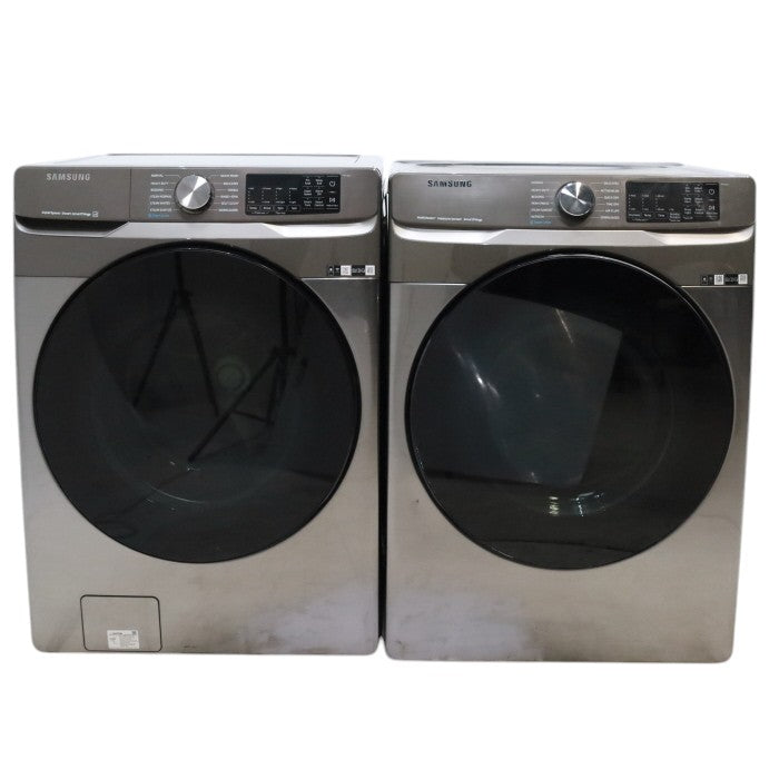 Platinum ENERGY STAR Samsung 4.5 cu. ft. Front Load Washer with WiFi Connectivity and Platinum Samsung 7.5 cu. ft. Front Load Electric Dryer with Steam - Scratch and Dent - Minor