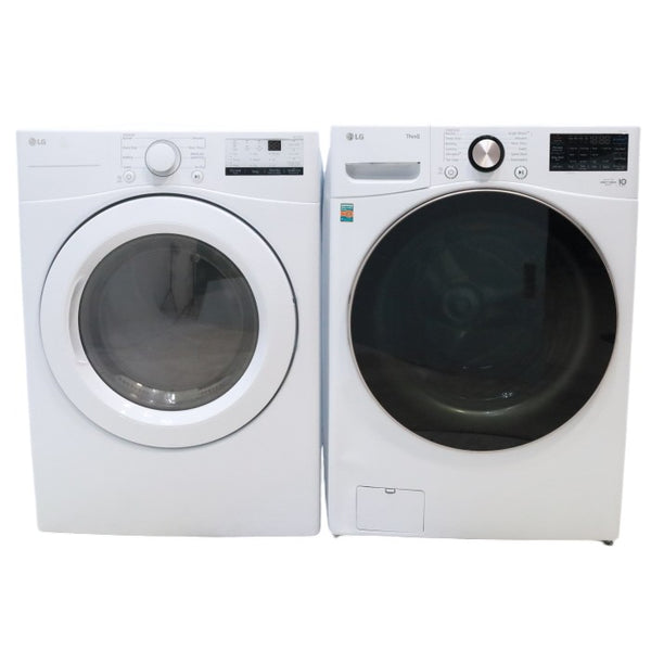 ENERGY STAR LG 4.5 cu. ft. Front Load Washing Machine with Steam and ENERGY STAR LG 7.4 cu. ft. Electric Vented Dryer with Sensor Dry and SmartThinQ Technology - Scratch & Dent - Minor