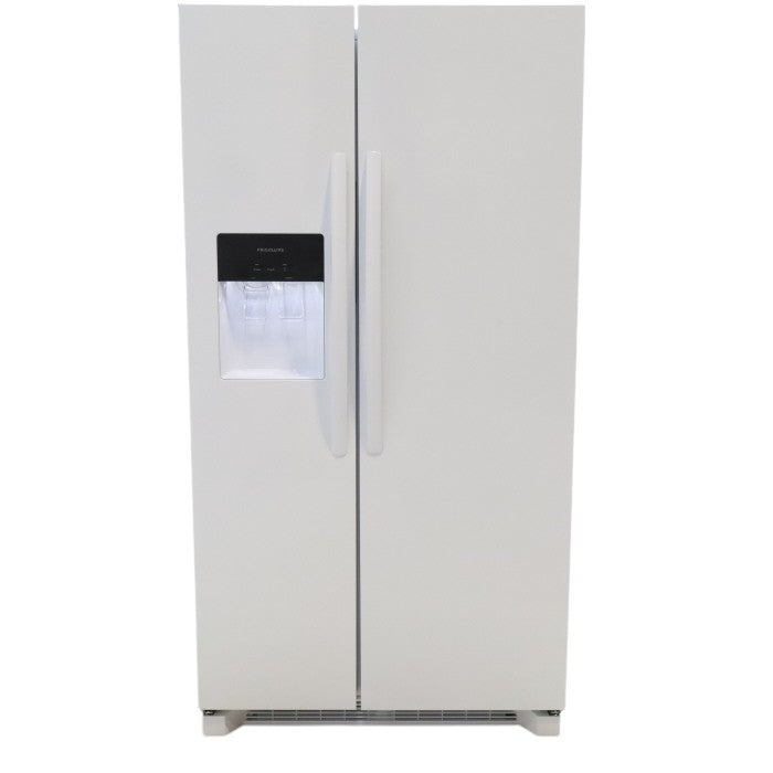 Pictures of 36 1/8" Wide White Frigidaire 25.6 cu. ft. Side by Side Refrigerator with Exterior Ice and Water Dispenser - Scratch and Dent - Minor - Neu Appliance Outlet - Discount Appliance Outlet in Austin, Tx