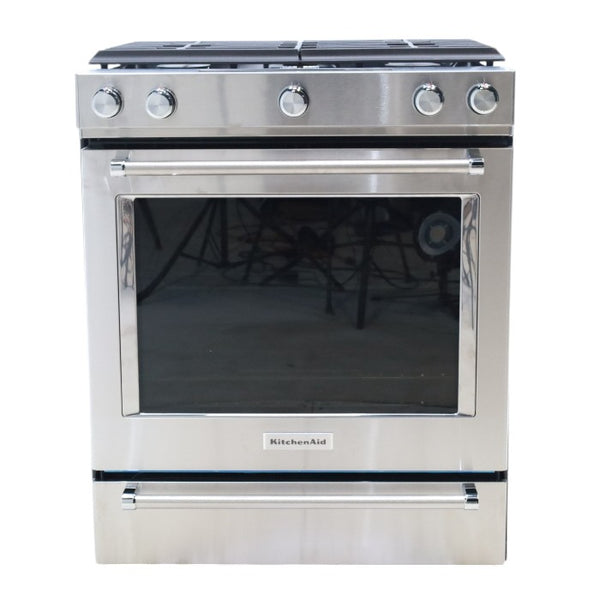 KitchenAid  Stainless Steel Convection 30" 5 Burner Slide-in Gas Range with Even-Heat™ True Convection and Steam Rack - Open Box