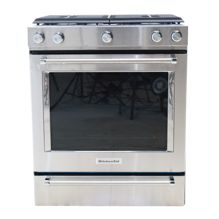 KitchenAid  Stainless Steel Convection 30" 5 Burner Slide-in Gas Range with Even-Heat™ True Convection and Steam Rack - Open Box