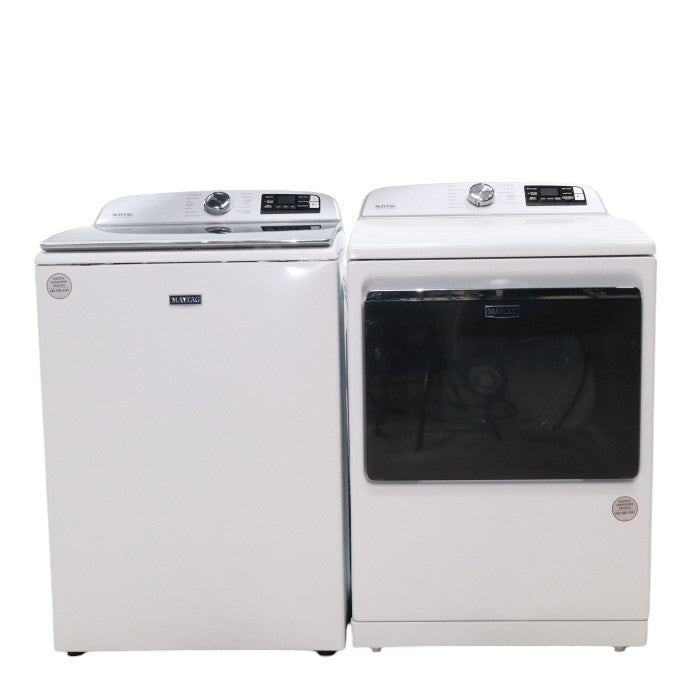 Maytag ENERGY STAR 5.2 cu. ft. Top Load Agitator Washing Machine with Extra Power Button and ENERGY STAR Maytag Smart Capable 7.4 cu. ft. Electric Steam Dryer with Extra Power Button - Open Box