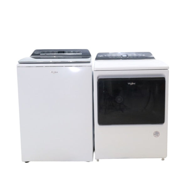 ENERGY STAR Whirlpool 5.2 - 5.3 cu. ft. Smart Top Load Washing Machine with 2 in 1 Removable Agitator and Whirlpool 7.4 cu. ft. Electric Dryer with AccuDry Sensor and Wrinkle Shield  - Scratch & Dent - Minor