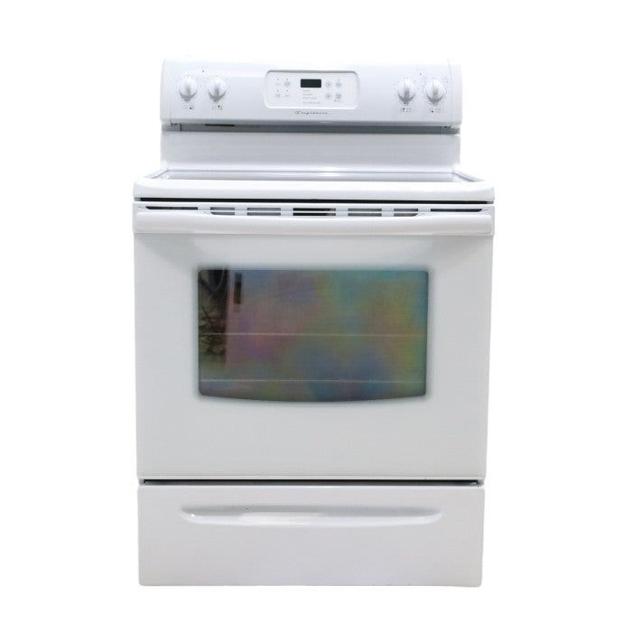 White Frigidaire 30" Smooth Glass Top Electric Range with Self Cleaning - Certified Refurbished