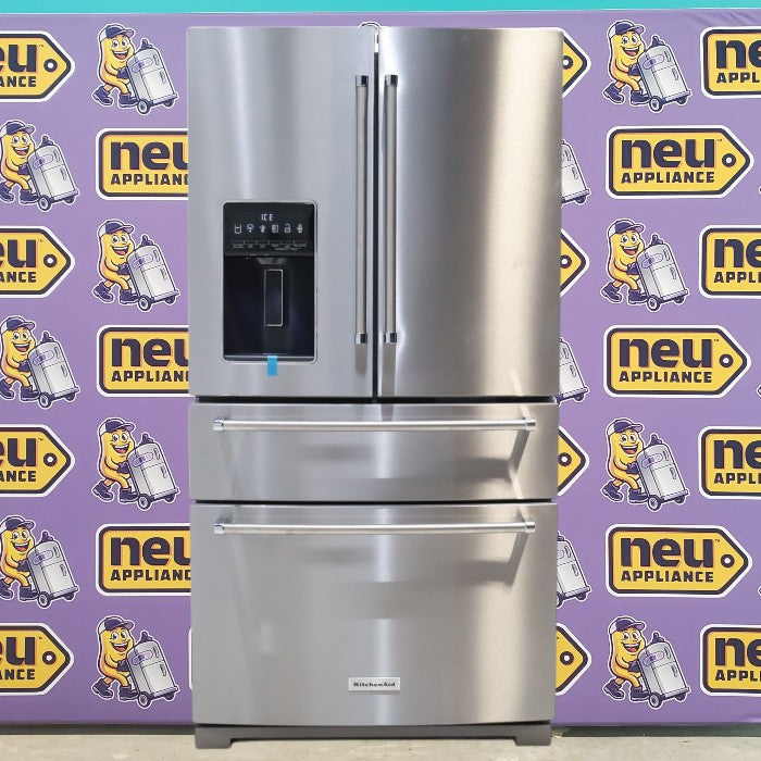 KitchenAid PrintShielf Stainless 26.2 Cu. Ft. Multi-Door French Door Refrigerator with Platinum Interior and FreshChill™ Full-Width Refrigerated Drawer - Open Box