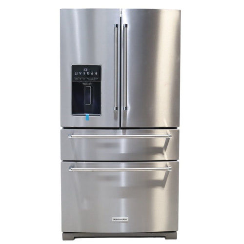 Pictures of KitchenAid PrintShielf Stainless 26.2 Cu. Ft. Multi-Door French Door Refrigerator with Platinum Interior and FreshChill™ Full-Width Refrigerated Drawer - Open Box - Neu Appliance Outlet - Discount Appliance Outlet in Austin, Tx