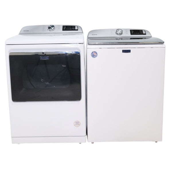 Maytag 4.7 cu. ft. Smart Top Load Washing Machine with Extra Power Button and Deep Fill option and  ENERGY STAR Smart Capable 7.4 cu. ft. Electric Steam Dryer with Extra Power Button - Scratch & Dent - Minor