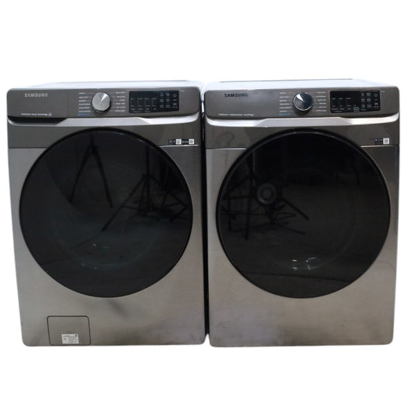 Platinum ENERGY STAR Samsung 4.5 cu. ft. Front Load Washer with WiFi Connectivity and Platinum Samsung 7.5 cu. ft. Front Load Electric Dryer with Steam - Scratch and Dent - Minor