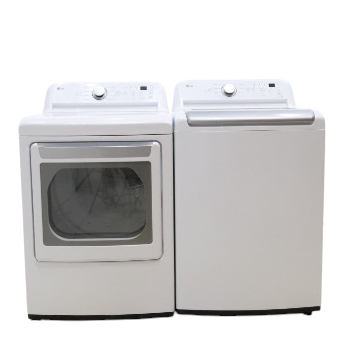 LG 5.0 cu. ft. Mega Capacity ENERGY STAR Top Load Washer with TurboDrum Technology and ENERGY STAR LG 7.3 cu. ft. Ultra Large Capacity Gas Dryer with Aluminized Alloy Steel Drum- Open Box