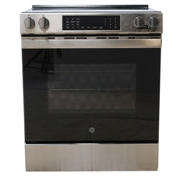 GE® Fingerprint Resistant Stainless 30" Slide-In Electric Convection Range with No Preheat Air Fry and EasyWash™ Oven Tray - Open Box