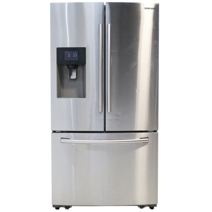 Stainless Steel ENERGY STAR Samsung 24.6 cu. ft. 3 Door French Door Refrigerator with External Water and Ice Dispenser - Certified Refurbished