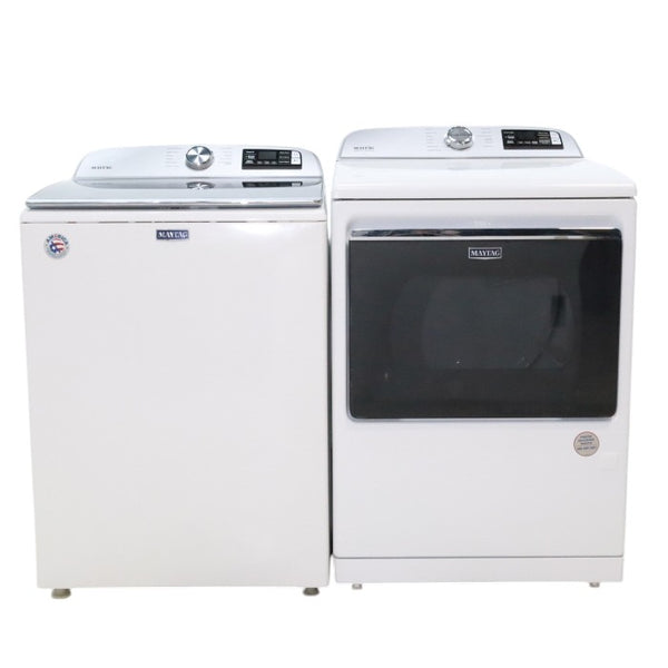 Maytag 4.7 cu. ft. Smart Top Load Washing Machine with Extra Power Button and Deep Fill option and  Maytag Smart 7.4 cu ft ENERGY STAR STEAM Gas Dryer with Extra Power Button and Advanced Moisture Sensing - Scratch & Dent - Minor