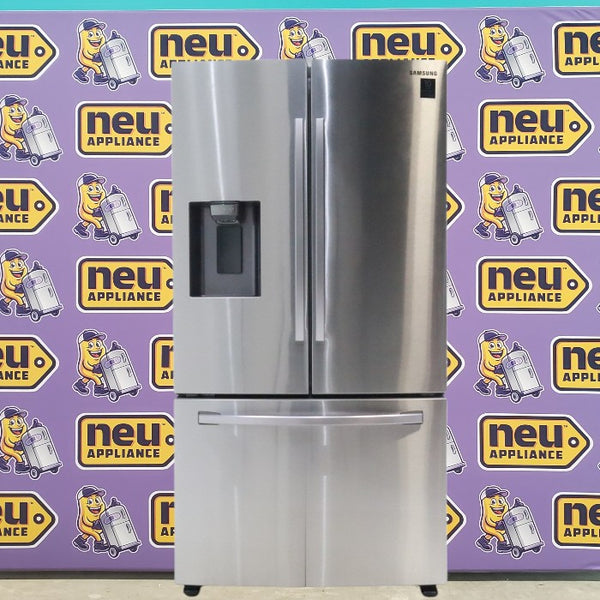 Fingerprint Resistant Stainless Steel ENERGY STAR Samsung 27 cu. ft. 3 Door French Door Refrigerator with Exterior Water and Ice Dispenser RF27T5201SR - Certified Refurbished