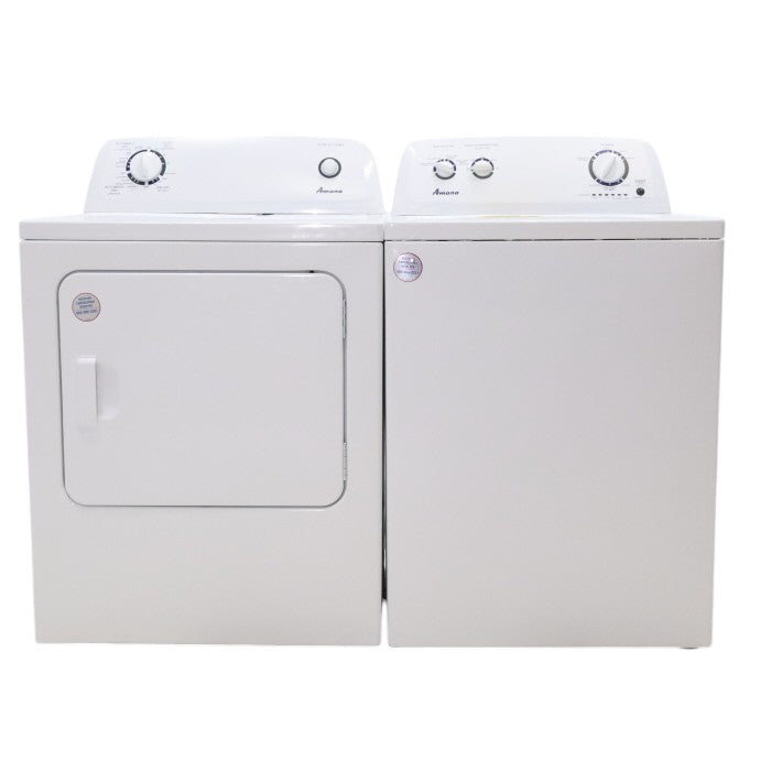 White Amana 3.5 cu. ft. Top-Load Washer with Deep Water Wash Option and Amana 6.5 cu. ft. Electric Dryer with Wrinkle Prevent - Open Box