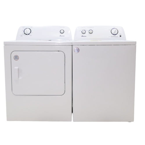 Pictures of White Amana 3.5 cu. ft. Top-Load Washer with Deep Water Wash Option and Amana 6.5 cu. ft. Electric Dryer with Wrinkle Prevent - Open Box - Neu Appliance Outlet - Discount Appliance Outlet in Austin, Tx