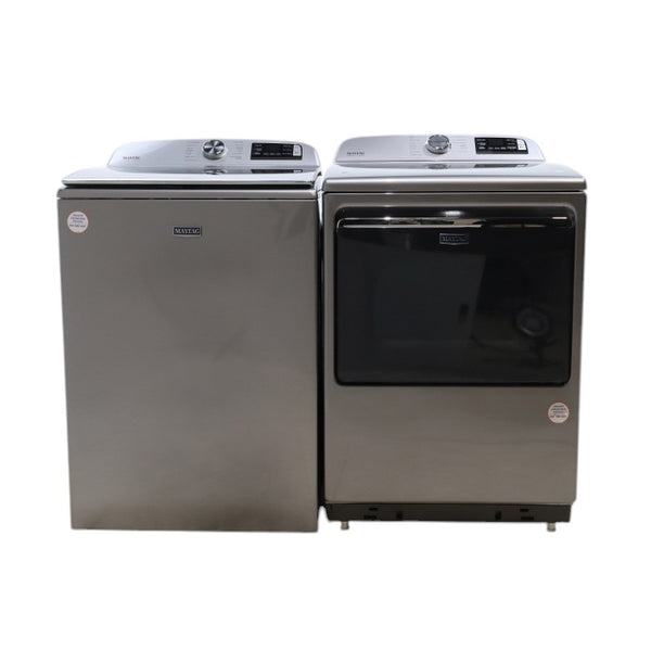 Maytag Metallic Slate Smart Top Load 5.2 cu ft Washer with Extra Power button and Deep Fill Option and Smart 7.4 cu ft Electric Steam Dryer with Extra Power Button and Advance Moisture Sensing - Open Box
