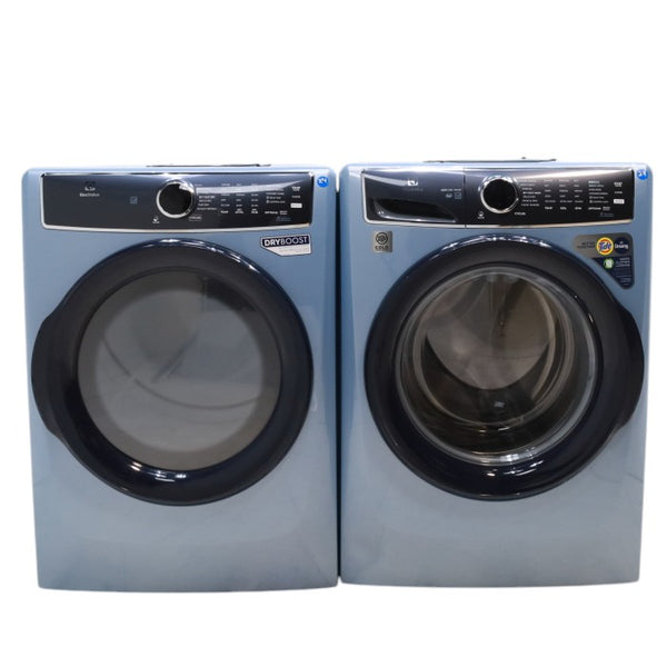 Glacier Blue Electrolux 27 in. 4.5 cu.ft. HE Front Load ENERGY STAR Washer with LuxCare Wash System 20-minutes Fast Wash and  8 cu.ft. Electric Dryer vented Front Load Perfect Steam Dryer with Instant Refresh - Open Box