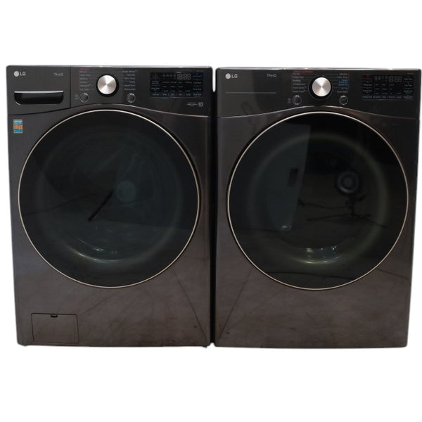 LG 4.5 cu. ft. Ultra Large Capacity Smart wi-fi Enabled Front Load Washer with TurboWash™ 360°  and LG 7.4 cu. ft. Ultra Large Capacity Smart wi-fi Enabled Front Load Electric Dryer with TurboSteam™ - Scratch & Dent - Minor