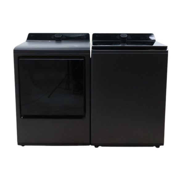 LG Matte Black 5.5 cu. ft. Mega Capacity Top Load Washer with Impeller and AI technology and 7.3 cu. ft. Ultra Large Capacity Rear Control Electric Dryer with LG EasyLoad™ Door and AI Sensing - Open Box