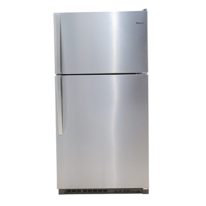 33" Wide Fingerprint-Resistant Stainless Steel Whirlpool 20.5 cu. ft. Top Freezer Refrigerator with Flexi-Slide Bin - Scratch & Dent - Minor
