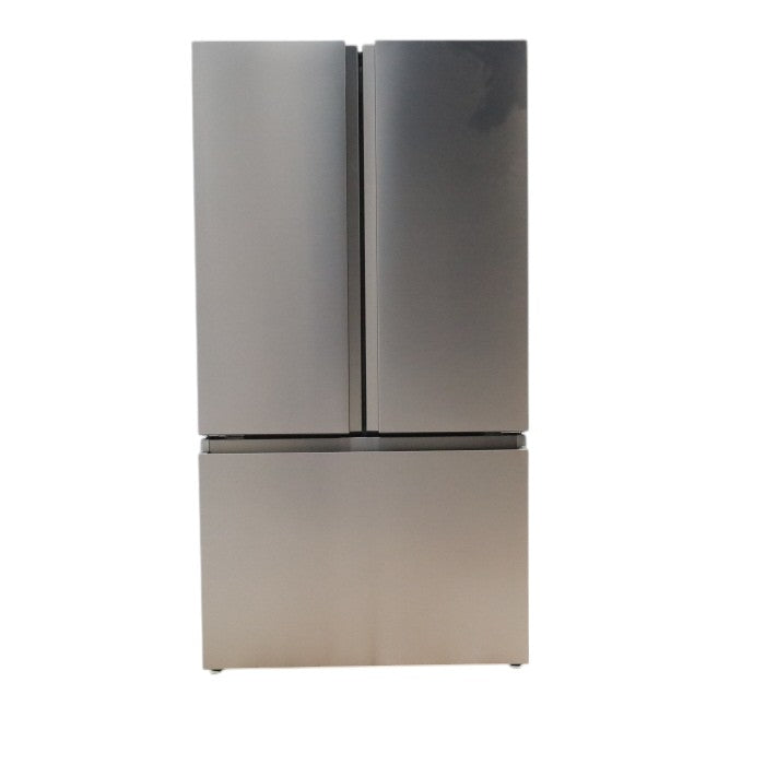 Fingerprint Resistant Brushed Steel ENERGY STAR Hisense 26.6 cu. ft. 3 Door French Door Refrigerator with Icemaker and Internal Water Dispenser - Scratch & Dent - Minor