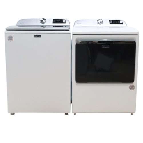 Pictures of Maytag 4.7 cu. ft. Smart Top Load Washing Machine with Extra Power Button and Deep Fill option and Smart 7.4 cu. ft. Electric Dryer with Extra Power and Advanced Moisture Sensing - Open Box - Neu Appliance Outlet - Discount Appliance Outlet in Austin, Tx