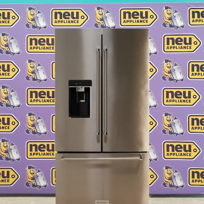 Pictures of Kitchenaid Stainless Steel 23.8 cu. ft. 36" Counter-Depth French Door Platinum Interior Refrigerator with PrintShield™ Finish KRFC704FPS - Scratch & Dent - Minor - Neu Appliance Outlet - Discount Appliance Outlet in Austin, Tx