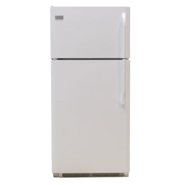 30" Wide Frigidaire 18 cu ft White Top Freezer and Bottom Refrigerator with Store-More Humidity Controlled Crisper Drawers - Certified Refurbished