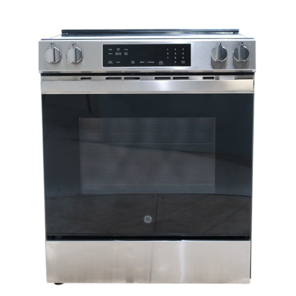 GE® Stainless Steel 30" Front Control Slide-In Electric Range with Crisp Mode and 5 Burner Radiant Cooktop - Scratch & Dent - Open Box