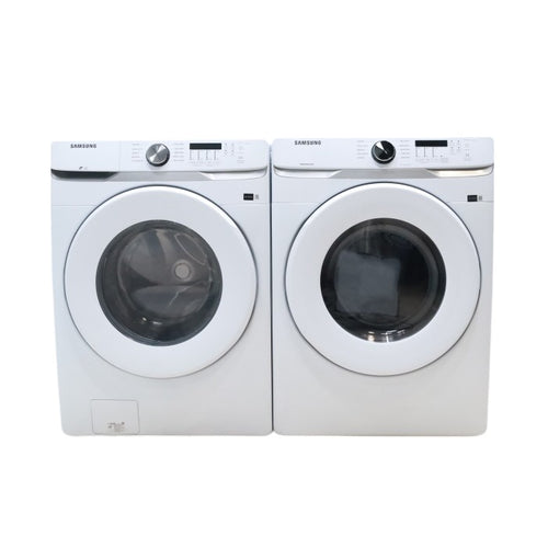 ENERGY STAR Samsung 4.5 cu. ft. Front Load Washer with Vibration Reduction and Samsung 7.5 cu. ft. Front Load Gas with Sensor Dry and Interior Drum Light- Scratch & Dent - Minor