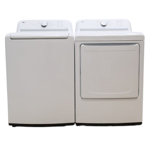 Pictures of ENERGY STAR LG 4.1 cu. ft. Top Load Washing Machine with 4-Way Agitator and ENERGY STAR LG 7.3 cu. ft. Electric Dryer with Smart Diagnosis - Scratch & Dent - Minor - Neu Appliance Outlet - Discount Appliance Outlet in Austin, Tx