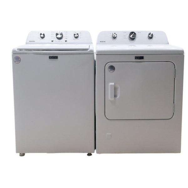 Maytag 4.5 cu. ft. Top Load Washer with Power Agitator and 7.0 cu. ft. Gas Dryer with Reversible Door MVW4505MW / MGD4500MW- Open Box