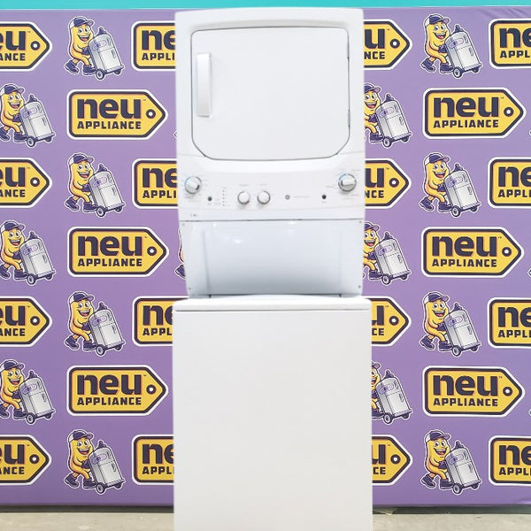 GE 3.8 cu. ft. Laundry Center Washer and 5.9 cu. ft. Gas Dryer with Electro-Mechanical Rotary Dial Controls GUD27GSSMWW - Scratch & Dent - Minor