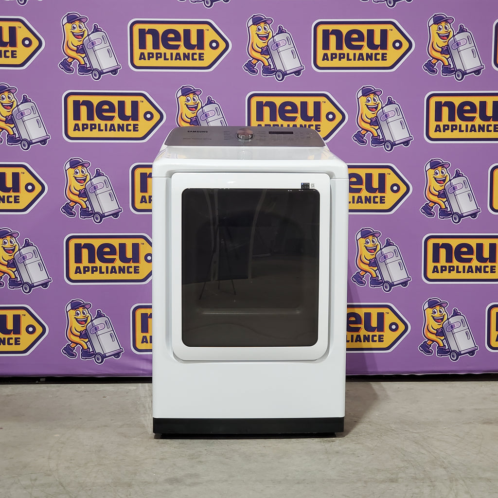 Samsung 5.0 cu. ft. Top Load Washing Machine with Active Water Jet 1CR04014 - WA50R5200AW - Certified Refurbished and Samsung White Smart Electric 7.4 Cu. Ft. Dryer with Sensor Dry and Steam Sanitize+ 16106 - DVE52A5500W - Scratch & Dent (Minor)