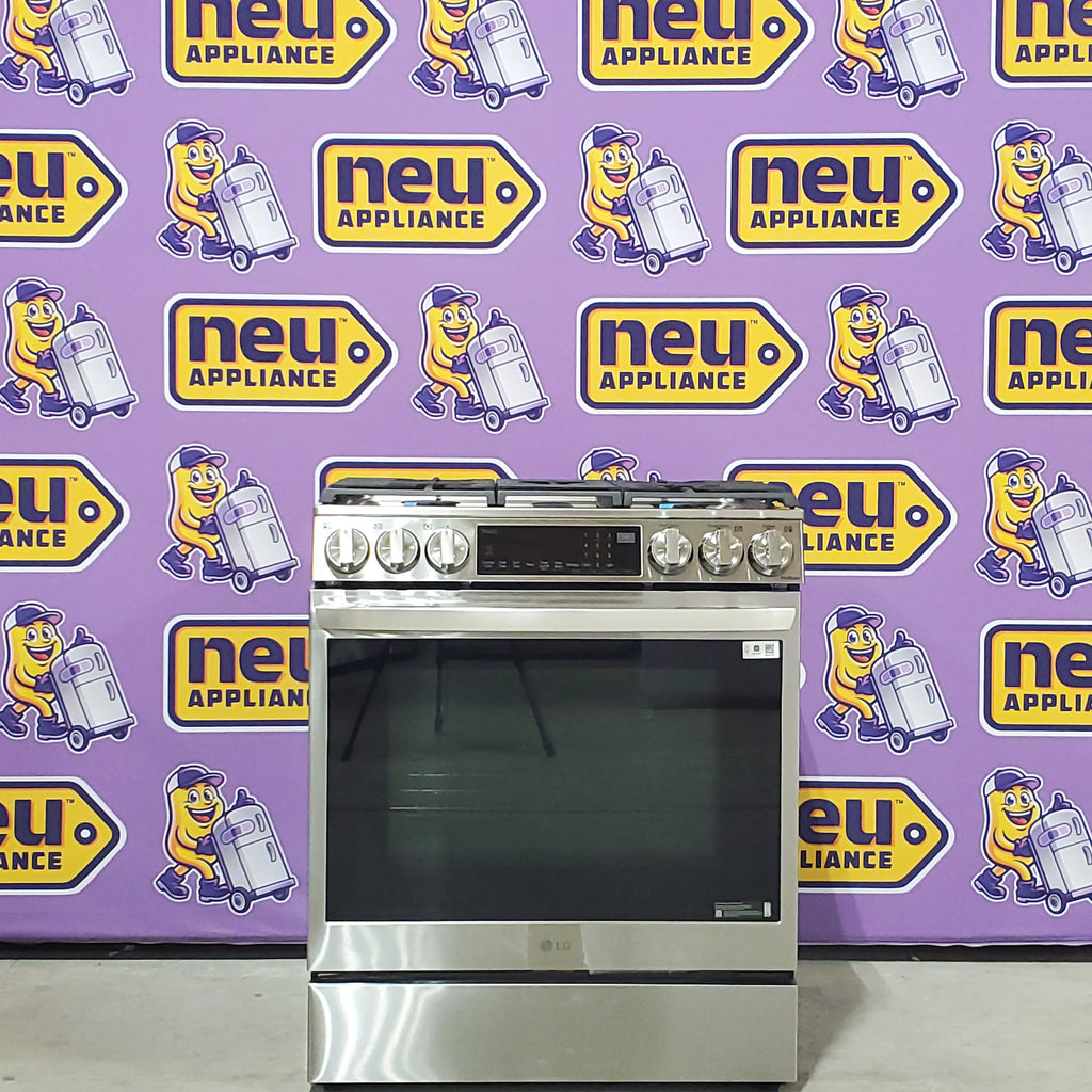 Pictures of LG 6.3 cu ft. Smart wi-fi Enabled ProBake Convection® InstaView® Gas Slide-In Range with Air Fry in Print Proof Stainless Steel 10SD34 - LSGL6335F - Open Box - Neu Appliance Outlet - Discount Appliance Outlet in Austin, Tx