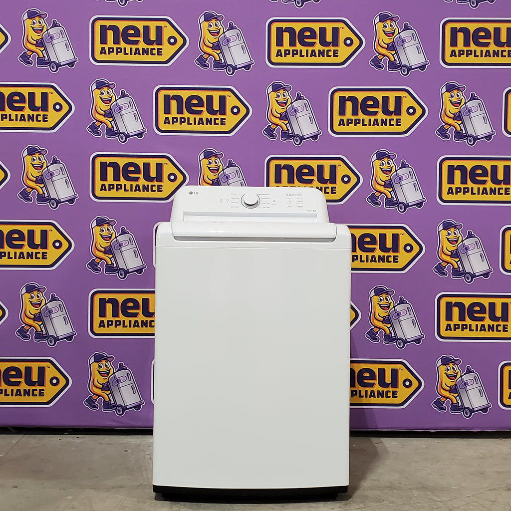 LG 4.3 cu. ft. Capacity Top Load Washer with TurboDrum™ Technology and Impeller WT6100CW - Scratch & Dent (Minor) and LG 7.3 Cu. Ft.  Electric Rear Control Ultra Large Capacity Dryer in White with Sensor Dry 16068 - DLE6100W - Scratch & Dent (Minor)