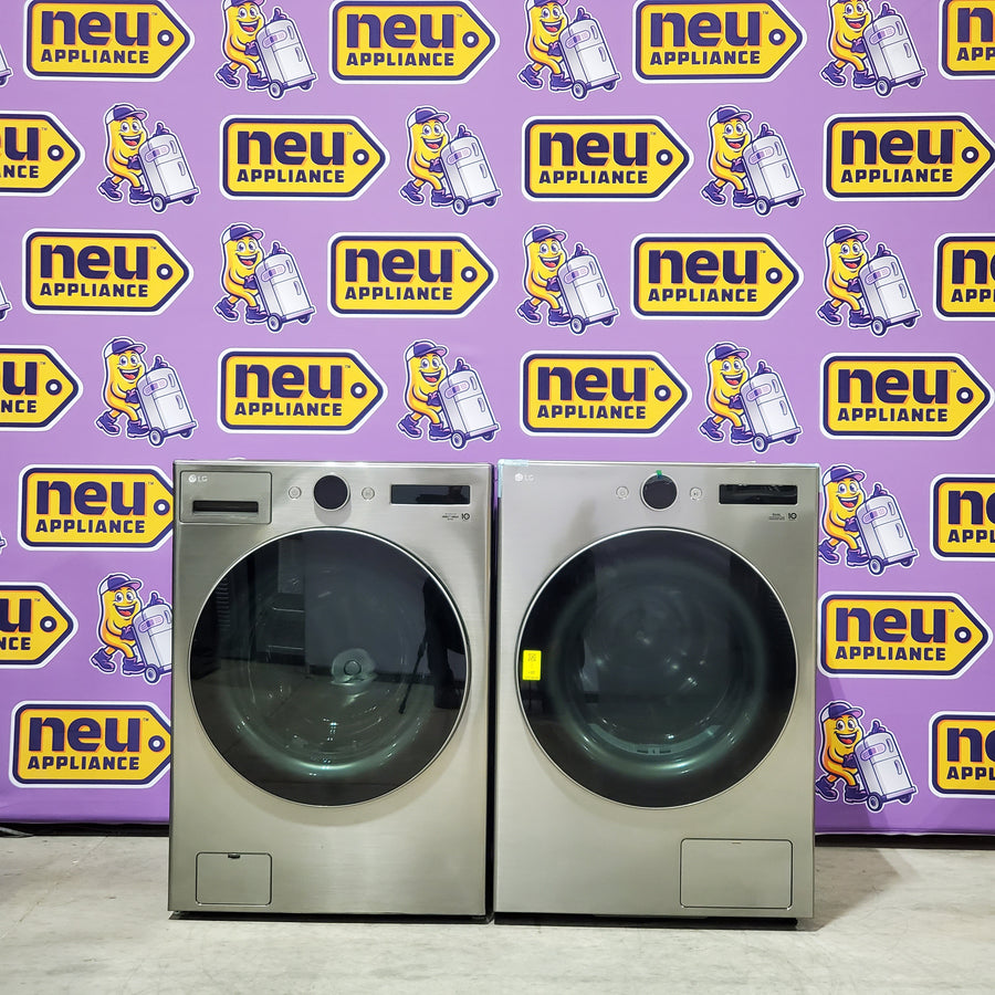 LG 4.5 cu. ft. Smart Front Load Washer with TurboWash® 360° and ezDispense® WM5700HVA - Scratch & Dent (MInor) and LG Smart Mega Capacity 7.8 Cu. Ft. Front Load Dryer with Dual Inverter Heat Pump Technology 16113 - DLHC5502V - Open Box