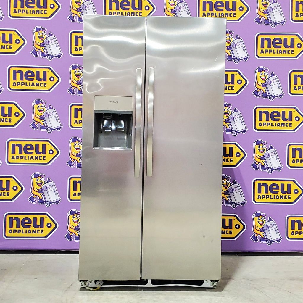 Frigidaire 25.6 cu. ft. ENERGY STAR Side by Side Refrigerator with Exterior Water and Ice Dispenser in Stainless Steel 3SD1052 - FRSS2623AS - Scratch & Dent (Moderate)