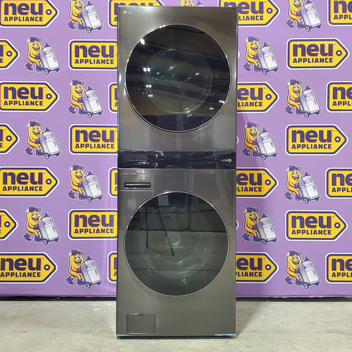 LG Single Unit Front Load WashTower™ with Center Control® 5.0 cu.ft. Washer and 7.4 cu.ft. Electric Dryer in Black Steel 5SD274 - WKEX300HBA - Scratch & Dent (Minor)