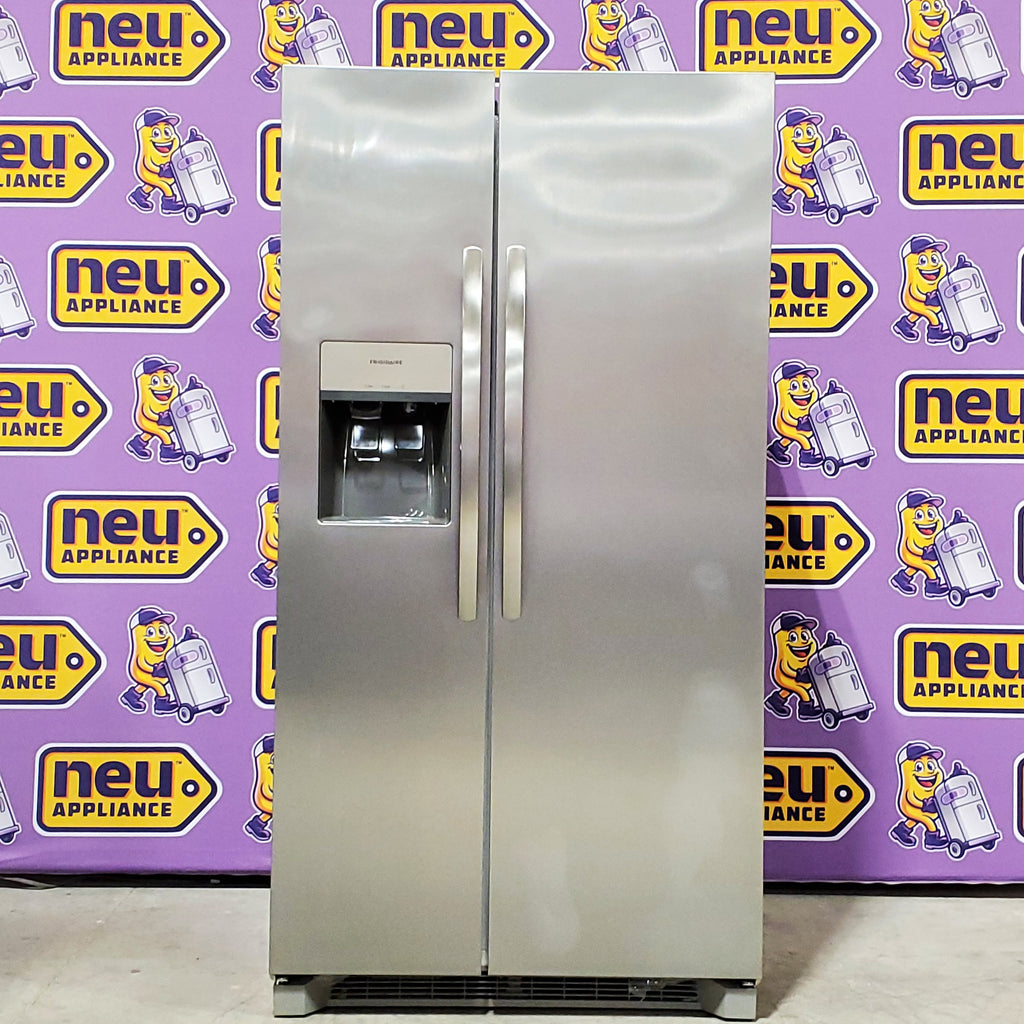 Frigidaire 25.6 cu. ft. ENERGY STAR Side by Side Refrigerator with Exterior Water and Ice Dispenser in Stainless Steel 20SD092 - FRSS2623AS - Scratch & Dent (Minor)