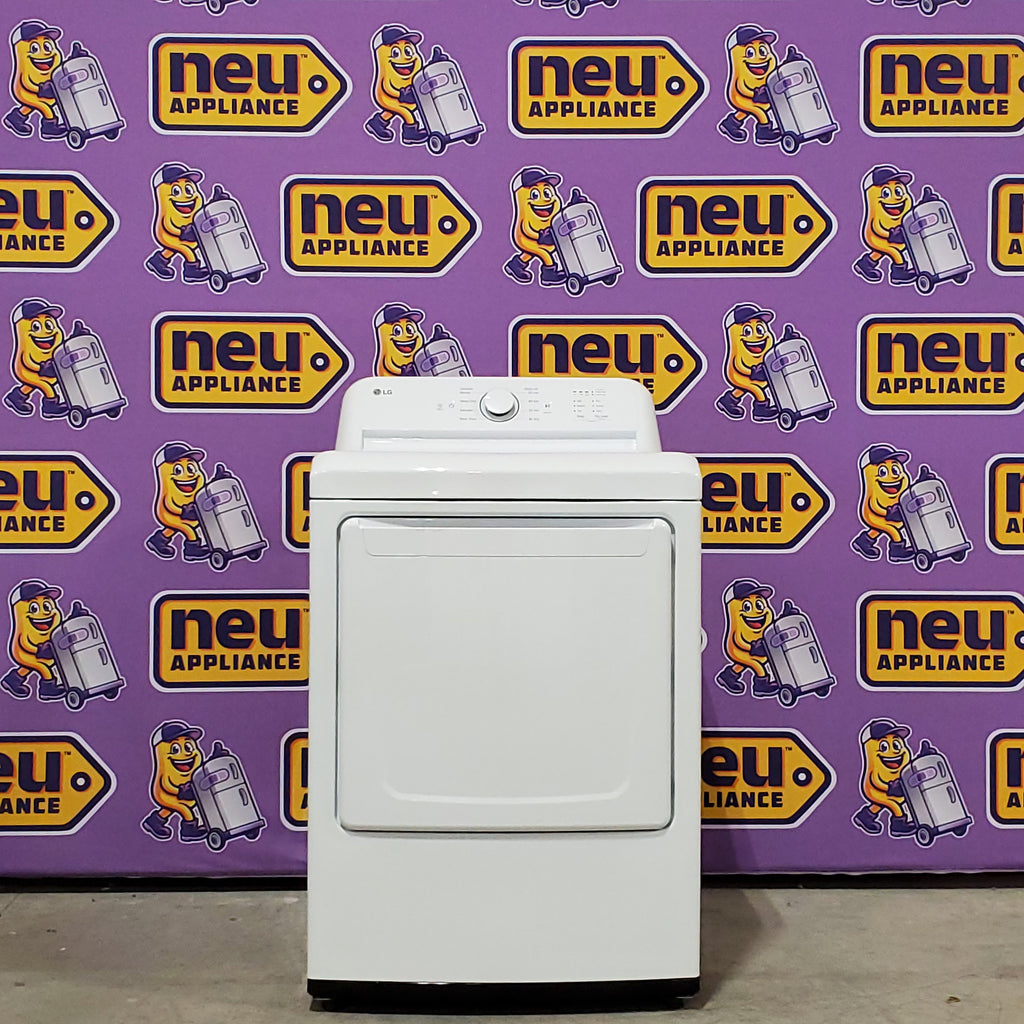 LG 4.3 cu. ft. Capacity Top Load Washer with TurboDrum™ Technology and Impeller WT6100CW - Scratch & Dent (Minor) and LG 7.3 Cu. Ft.  Electric Rear Control Ultra Large Capacity Dryer in White with Sensor Dry 16068 - DLE6100W - Scratch & Dent (Minor)