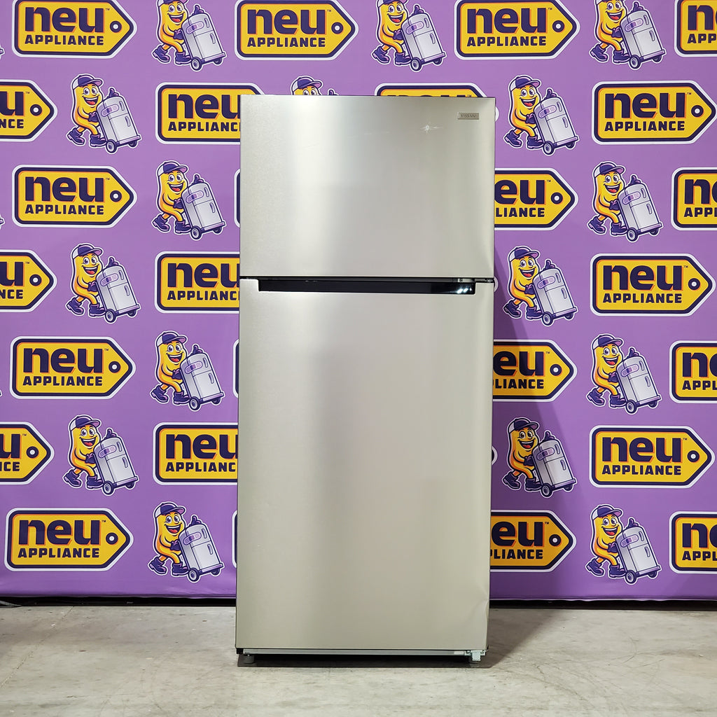 Pictures of Vissani 18 cu. ft. Top Freezer Refrigerator in Stainless Steel, Garage Ready 25SD117 - MDTF18SSR - Scratch & Dent (Moderate) - Neu Appliance Outlet - Discount Appliance Outlet in Austin, Tx