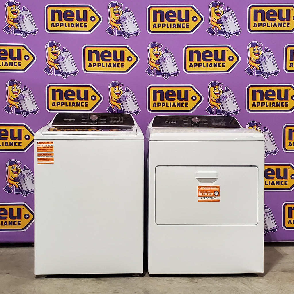 Whirlpool 4.6 Cu. Ft. Top Load Impeller Washer with Built-in Faucet WTW5020SW  - Scratch & Dent (Minor) and Whirlpool 7.0 cu. ft. Electric Dryer with Hamper Door 16091 - WED5010LW - Scratch & Dent (Minor)