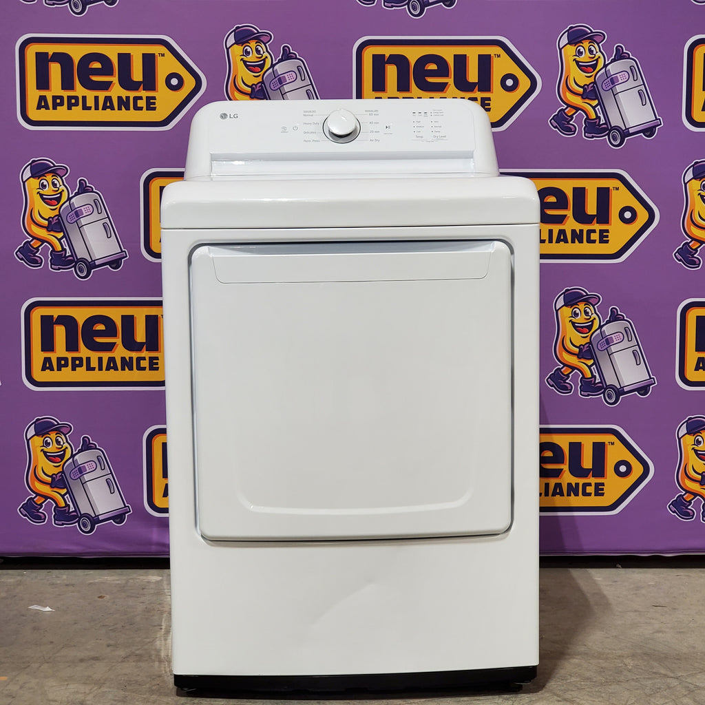 LG 4.3 cu. ft. Ultra Large Capacity Top Load Washer with 4-Way™ Agitator WT7005CW - Certified Refurbished and LG 7.3 Cu. Ft. Electric Rear Control Ultra Large Capacity Dryer with Sensor Dry 16082 - DLE6100W - Scratch & Dent (Minor)