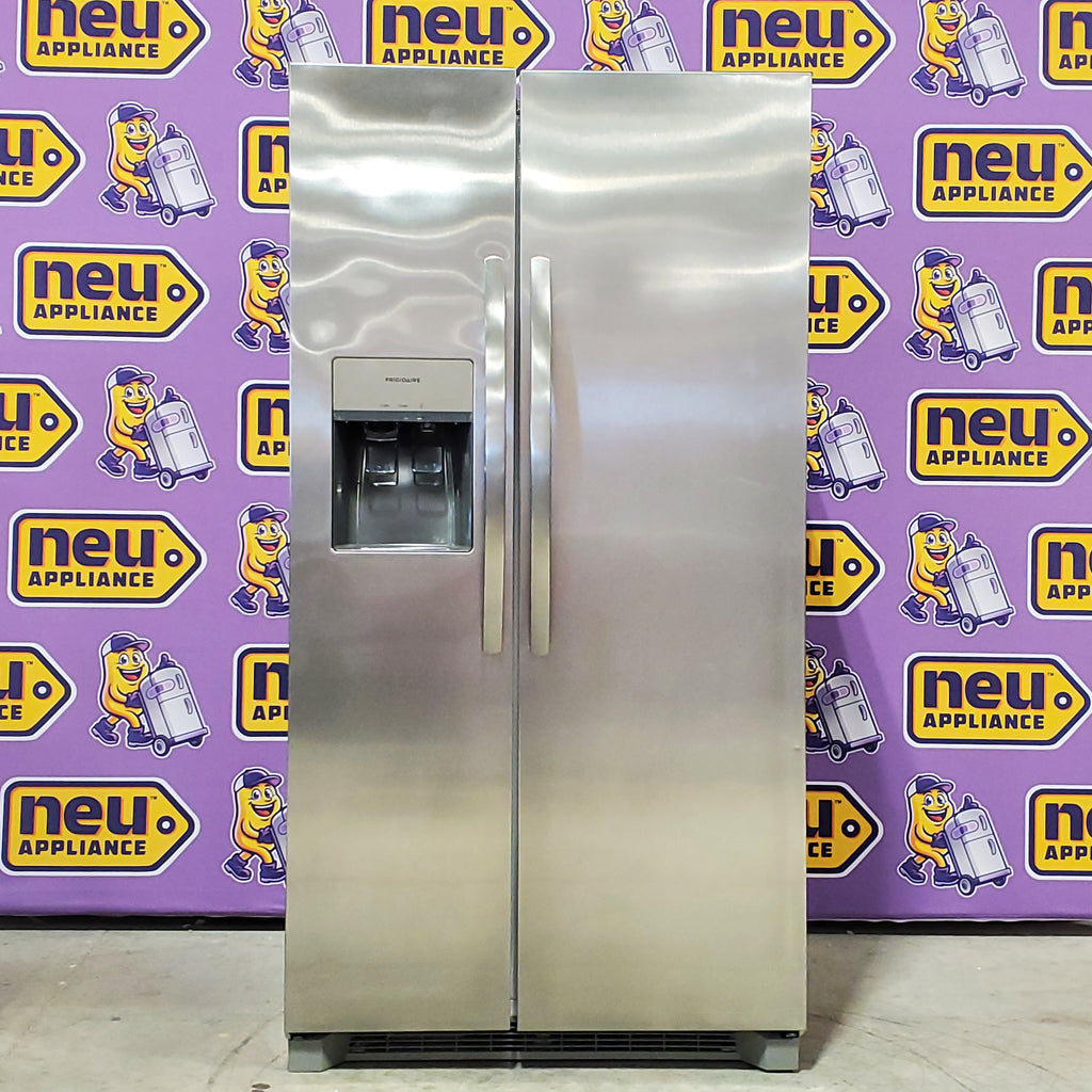 Frigidaire 25.6 cu. ft. ENERGY STAR Side by Side Refrigerator with Exterior Water and Ice Dispenser in Stainless Steel 3SD944 - FRSS2623AS - Scratch & Dent (Moderate)