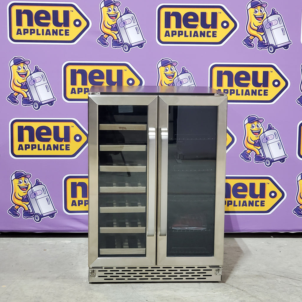 TCL 23.4-in W 20 -Bottles Stainless Steel Dual Zone Cooling Built-in/Freestanding Indoor Wine Cooler 5SD239 - B422D - Scratch & Dent (Minor)