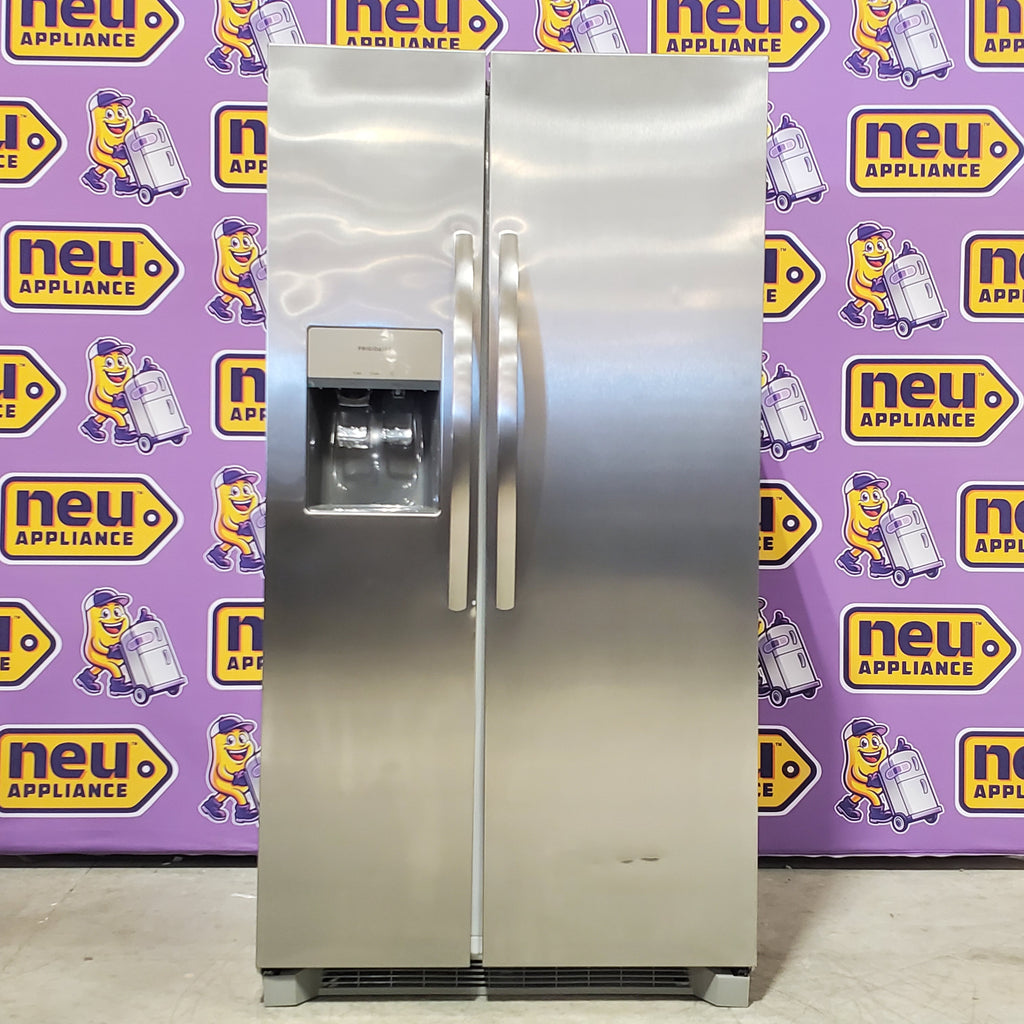 Frigidaire 25.6 cu. ft. ENERGY STAR Side by Side Refrigerator with Exterior Water and Ice Dispenser in Stainless Steel 4SD448 - FRSS2623AS - Scratch & Dent (Moderate)