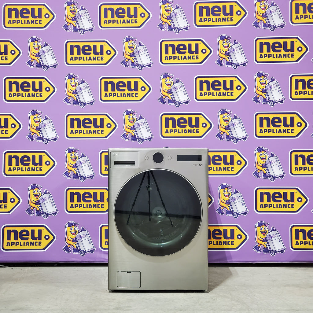 LG 4.5 cu. ft. Smart Front Load Washer with TurboWash® 360° and ezDispense® WM5700HVA - Scratch & Dent (MInor) and LG Smart Mega Capacity 7.8 Cu. Ft. Front Load Dryer with Dual Inverter Heat Pump Technology 16113 - DLHC5502V - Open Box