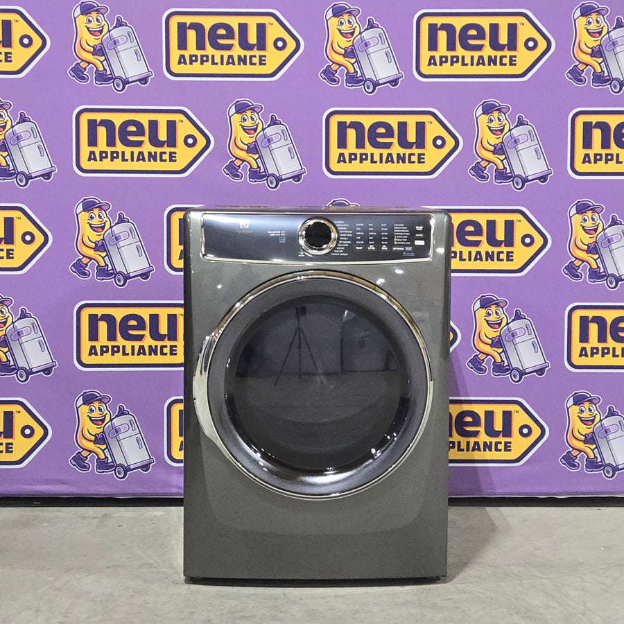 Electrolux Titanium Front Load 600 Series 4.5 Cu. Ft. Washer with Smartboost ELFW7637AT - Scratch & Dent (Minor) and Electrolux 8 cu. ft. vented Front Load Stackable 600 Series Electric Dryer in Titanium with LuxCare Dry 16245 - ELFE7637AT - Open Box